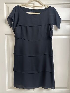 slim fit dress slacks Square Boat Neck Tweed Dress With Belt